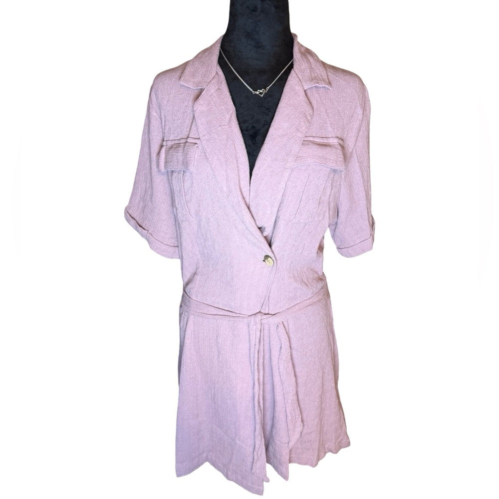 Free People Crinkle Texture Wrap Dress in Purple - Size M NWT